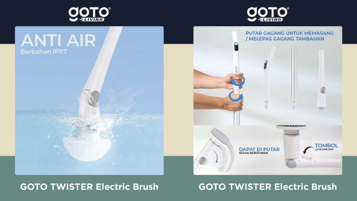 Desain produk GOTO Twister Electric Brush.
