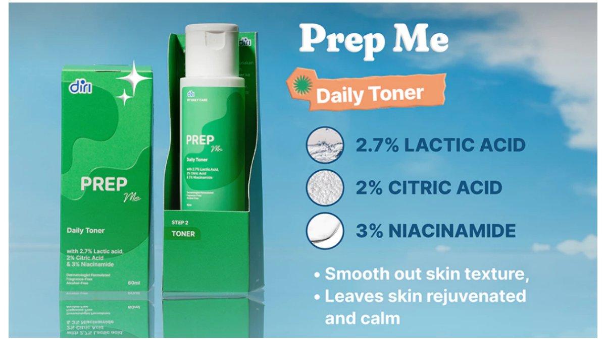 Diri Essentials PrepME Daily Toner with 3% Lactic acid, 2% Citric Acid & 3% Niacinimide Toner 