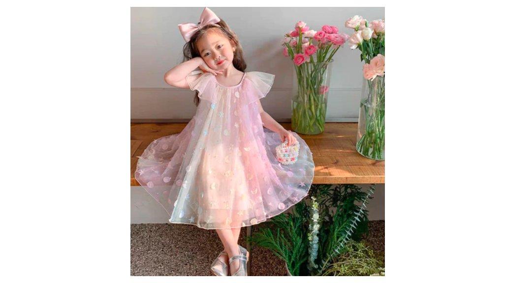 Dress Anak Perempuan Korean Girl Baby Puffy Tulle Fairy Gradient Princess