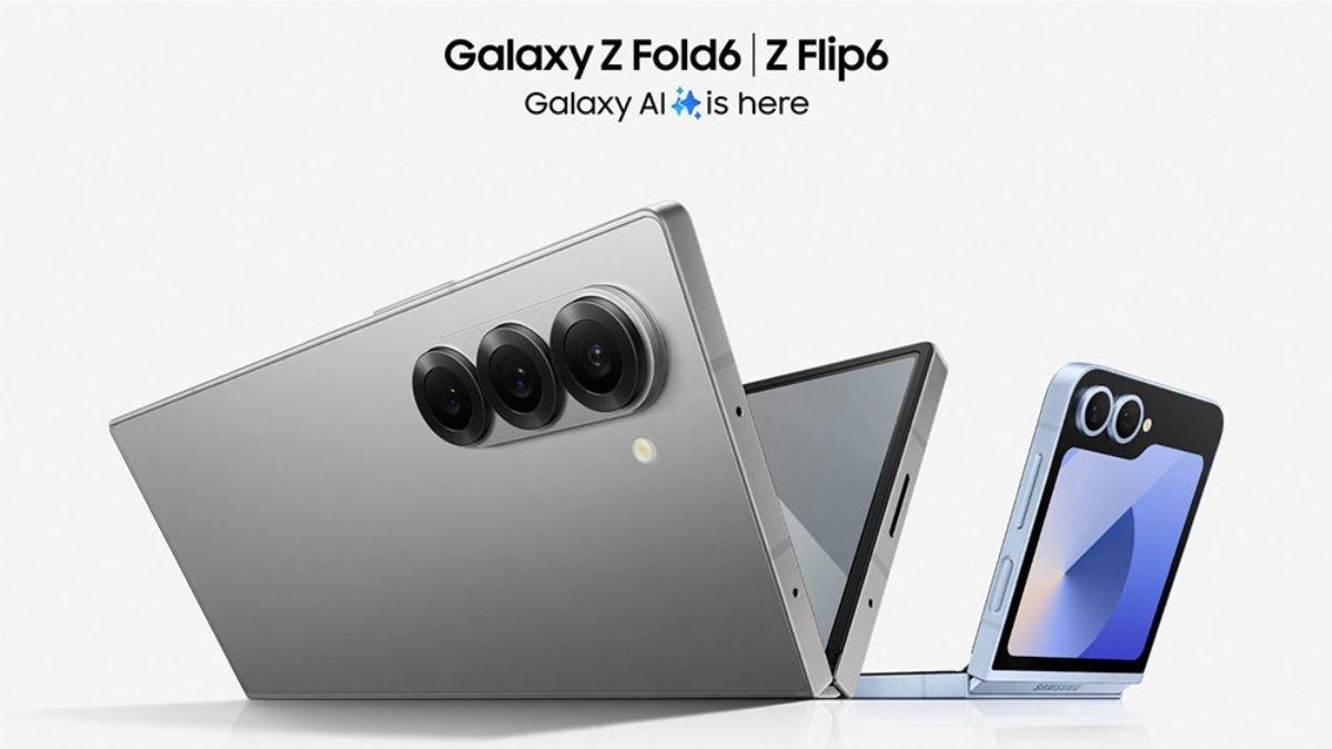 Ilustrasi duo HP lipat SAMSUNG terbaru 2024, Galaxy Z Fold6 dan Flip6