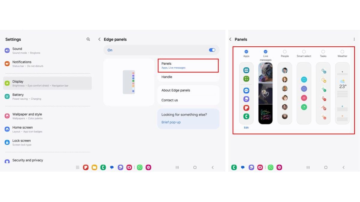 Ilustrasi mengaktifkan dan mengatur Edge Panels di SAMSUNG Galaxy Tab S9 FE