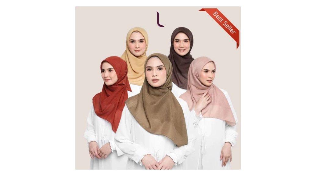 Elzatta Hijab Jilbab Segi Empat Scarf Polycotton Polos Obelia Samida