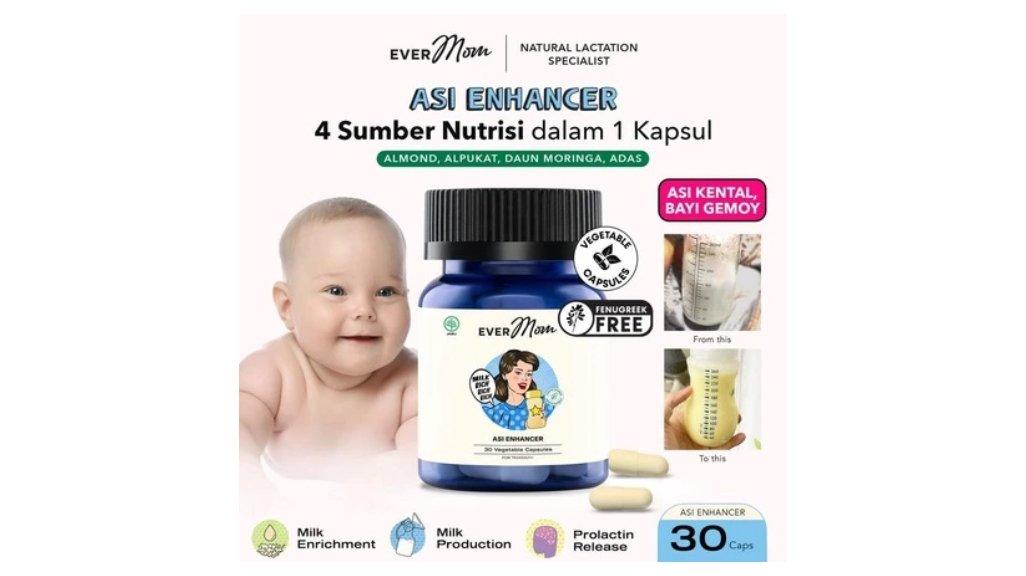 Evermom ASI Enhancer BPOM Penutrisi ASI Natural Fenugreek Free - 60 Kapsul