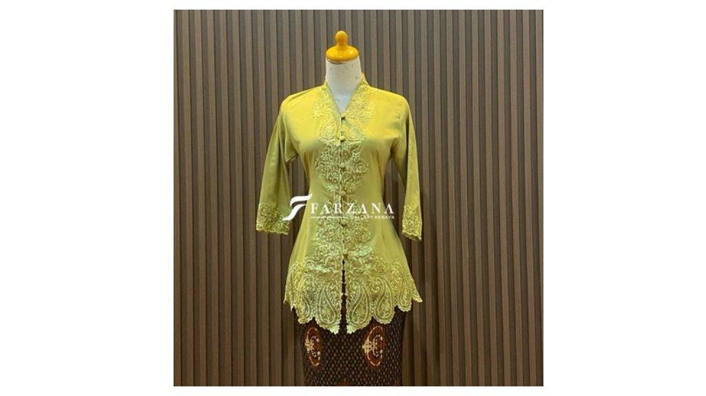 Farzana Gallery Kebaya - Kebaya Encim Bordir Senada Lengan 3/4 Bahan Katun Micro Premium
