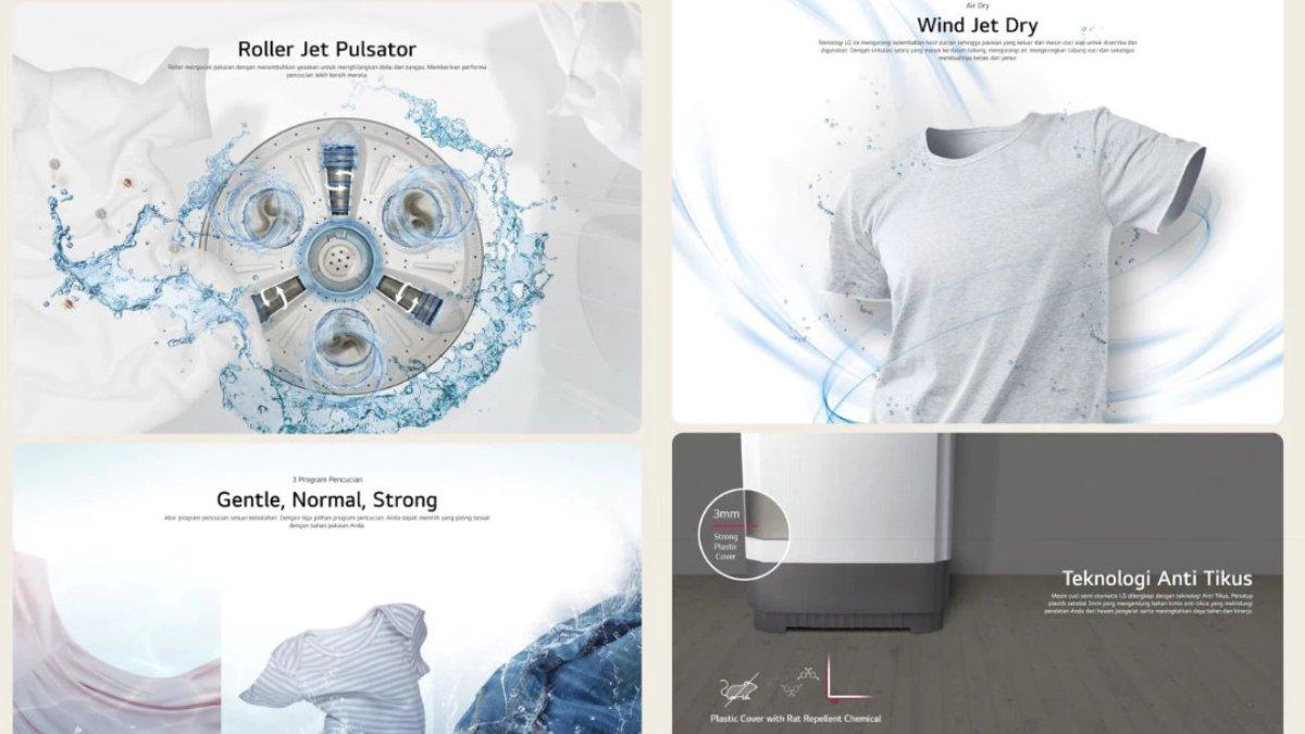 Fitur LG Mesin Cuci Twin Tub 9kg P9050RTB.