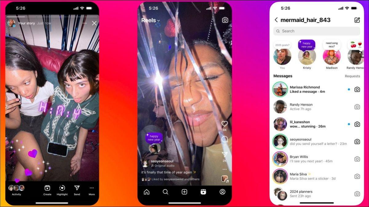 Ilustrasi font dan tema tahun baru di Instagram