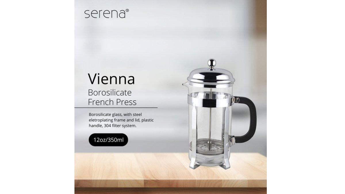 French Press Stainless 350ml Serena Vienna Borosilicate Coffee Maker.