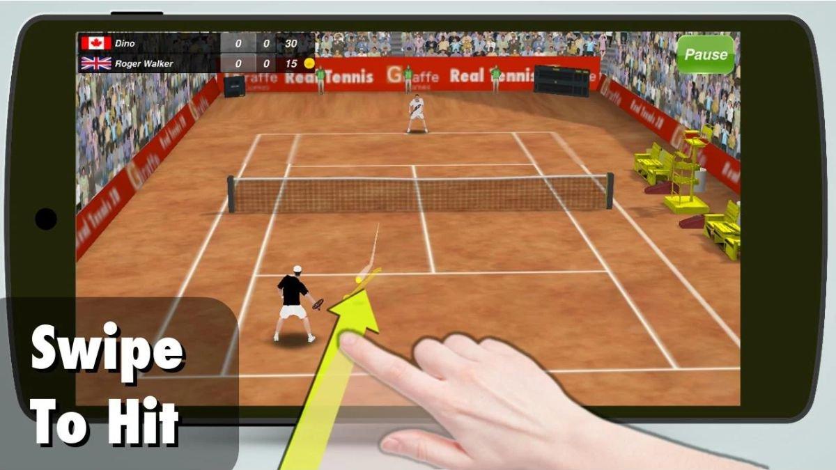 Ilustrasi memainkan game Tennis Champion 3D