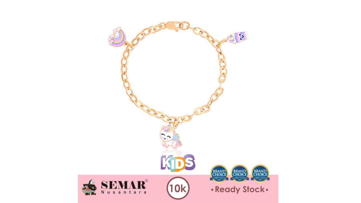 Gelang Emas Anak Lorenia Purple Unicorn Gold 10K Semar Nusantara
