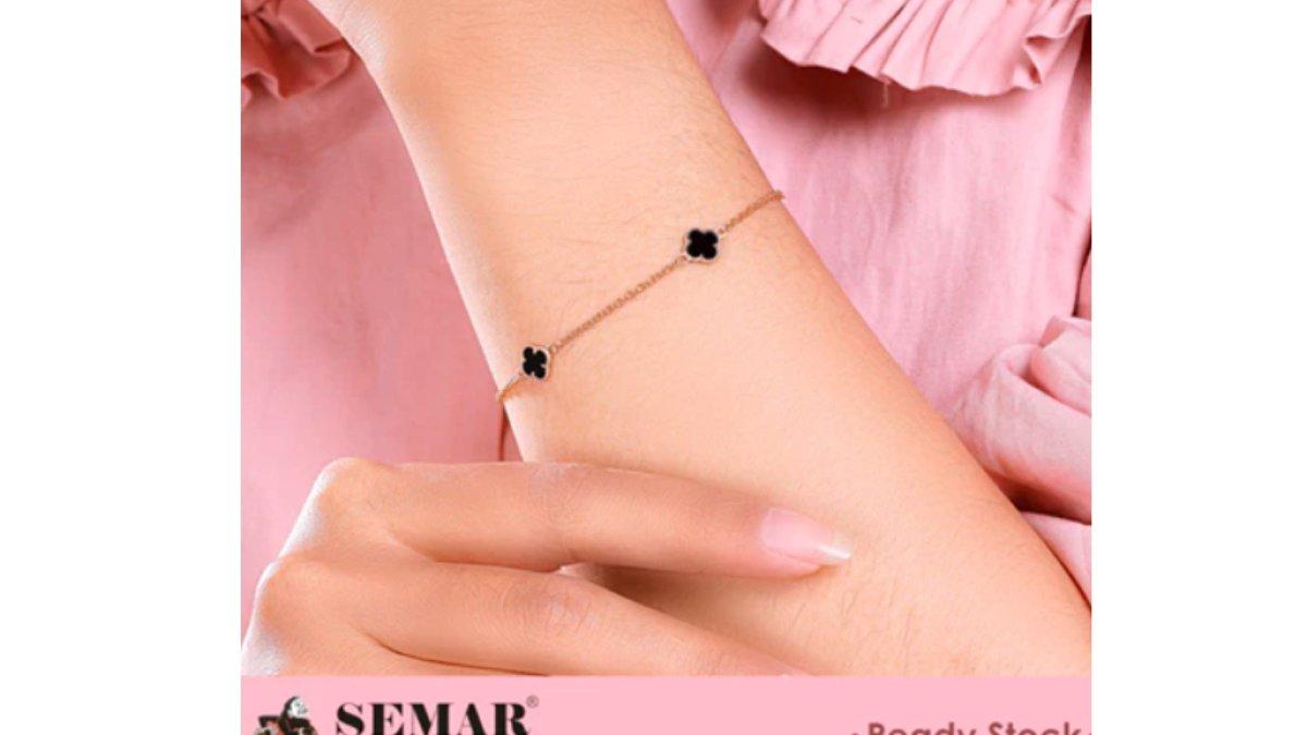 Gelang Emas Black And White Clover Gold 10K Semar Nusantara