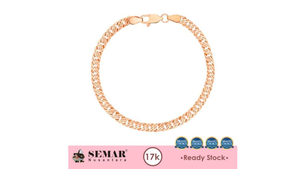 Gelang Emas Petran Chain Gold 17K Semar Nusantara 3 gram- Rose Gold, Besar