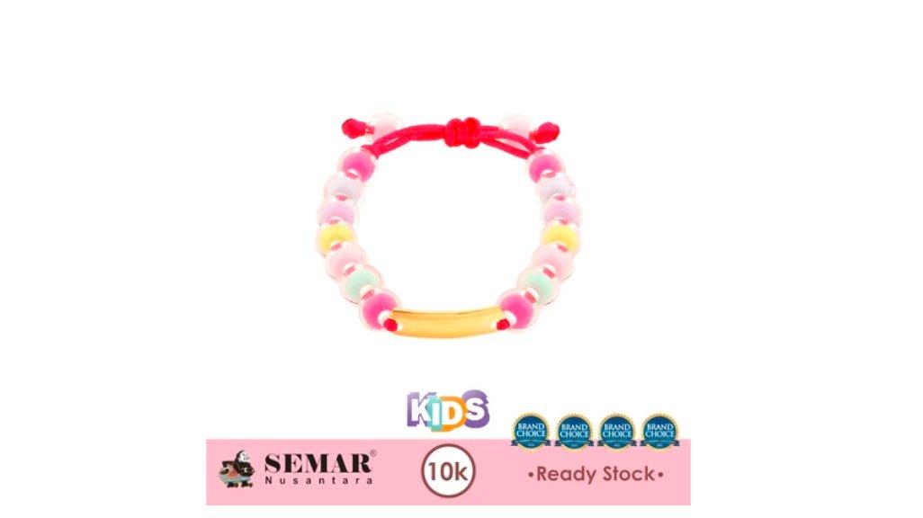 Gelang Emas Tali Plat Engrave Anak Candy Pop Gold 10K Semar Nusantara