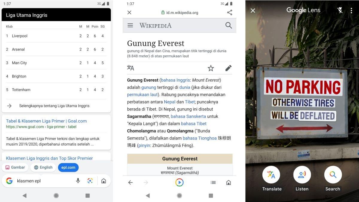 Tampilan aplikasi Google Go