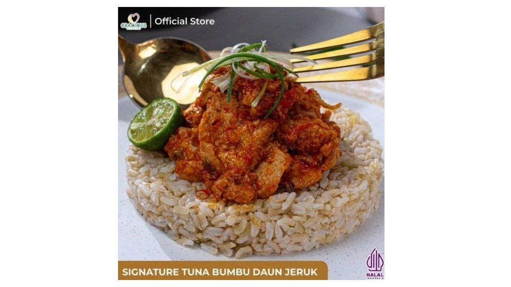 Gracious Signature Tuna Bumbu Daun Jeruk - Protein 47gr (Makanan Instant Sehat Siap Saji)