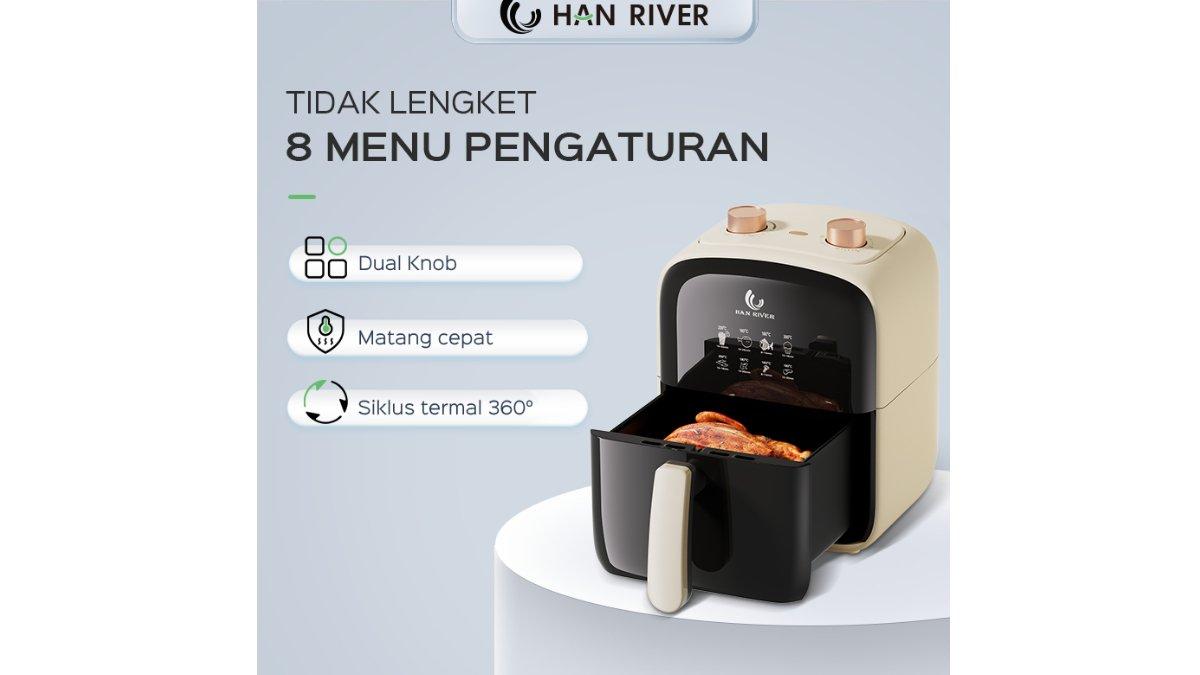 HAN RIVER Air Fryer 4.2L hadir dengan 8 pengaturan menu.