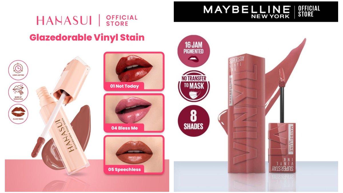 HANASUI Glazedorable Vinyl Stain  dan MAYBELLINE Superstay Vinyl Ink