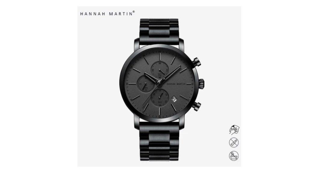 HANNAH MARTIN Jam Tangan Pria 100 persen Original Tahan air COWOK Kronograf Quartz Analog 