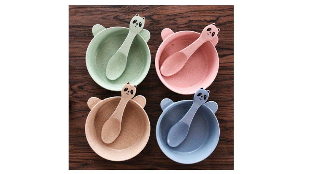 HL0343 Mangkok Mangkuk Piring Makan Anak Balita Bayi Silikon Silicone Wheat Straw Bowl