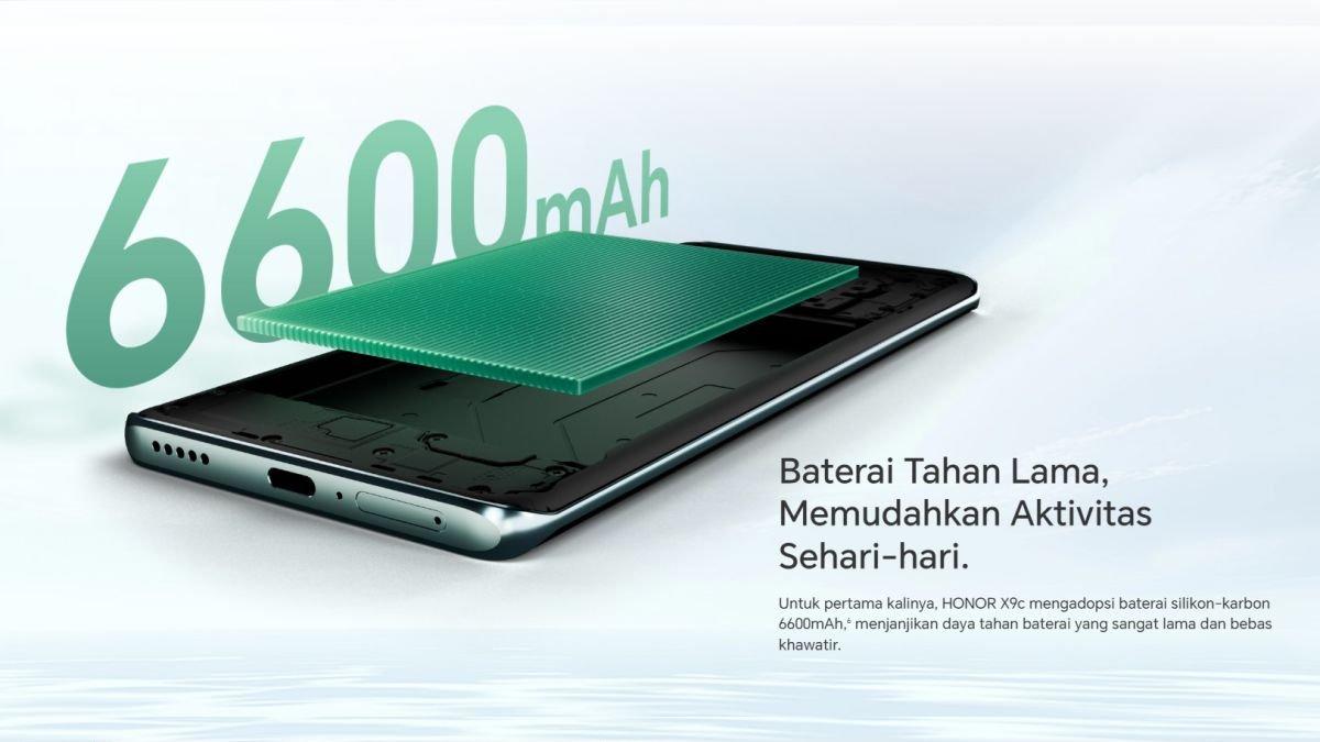 Sektor daya HONOR X9c diperkuat baterai 6600 mAh