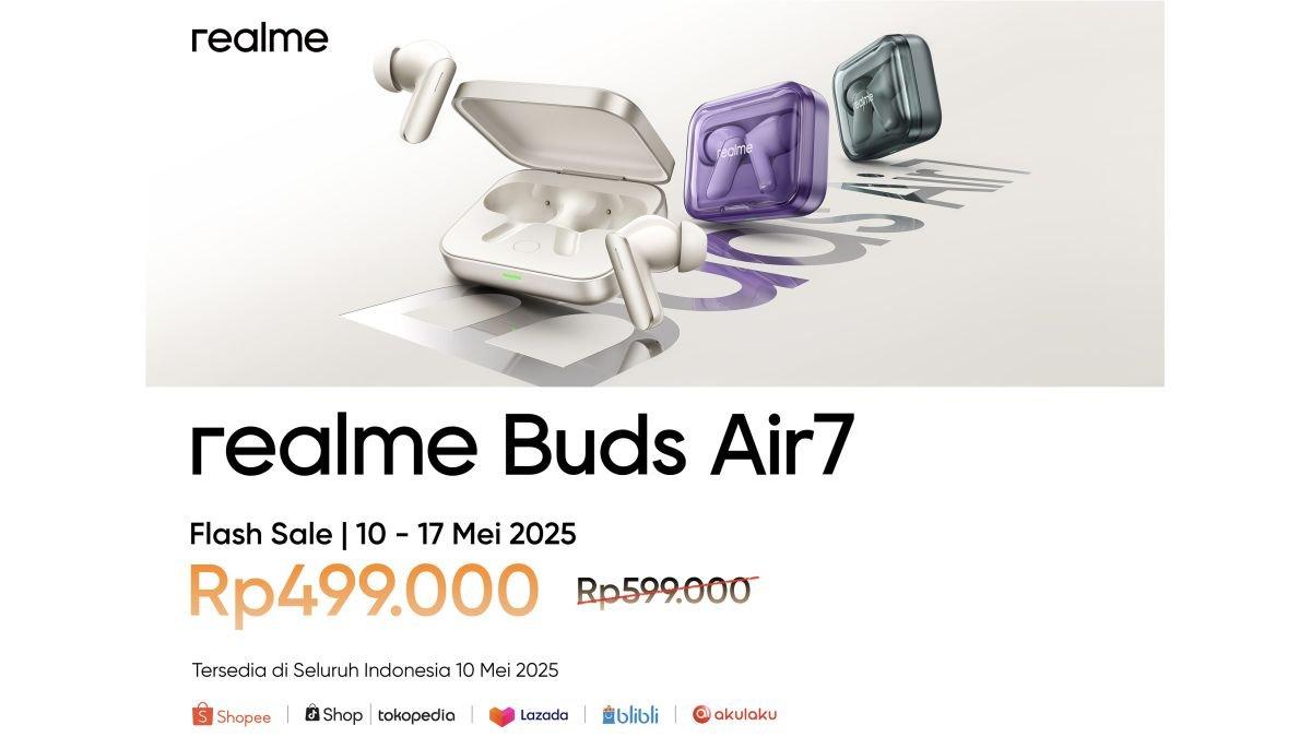 Harga realme Buds Air7, dibanderol mulai Rp 499.000 pada periode online flash sale