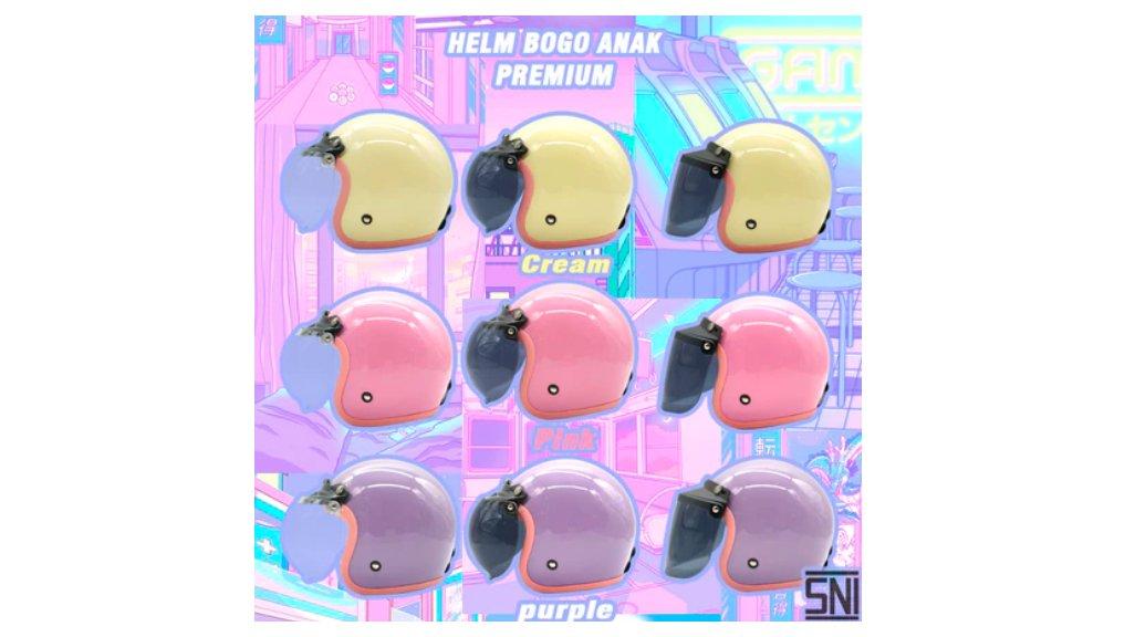 Helm Bogo Anak Camelia Pastel Abs Kuat Sni