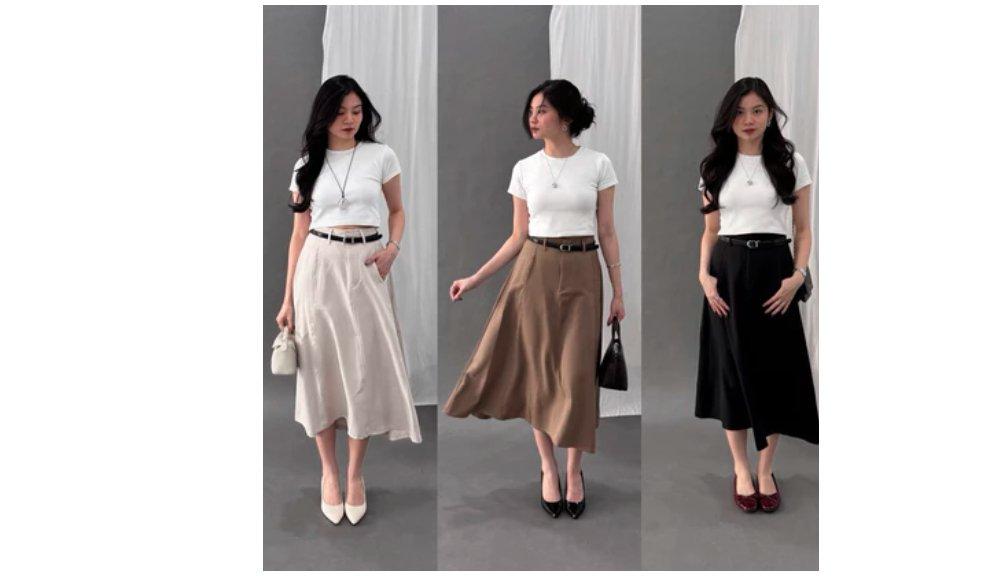 High Waist Casual A-Line Skirt with Pockets