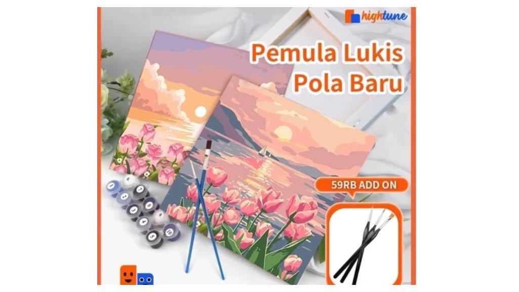 Hightune Paint By Number 20x20/30x40cm Lukisan Kanvas DIY Digital Painting Kit With Kanvas