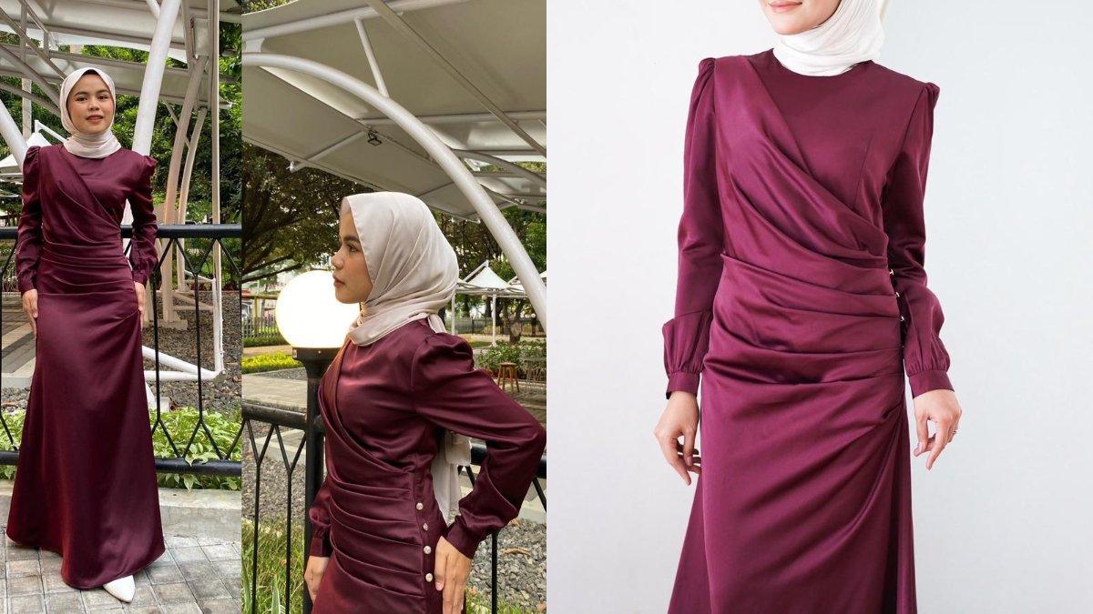 Ilustrasi Baju Lebaran dengan Warna Burgundy yang Bikin Tampilan Elegan dan Berkelas.