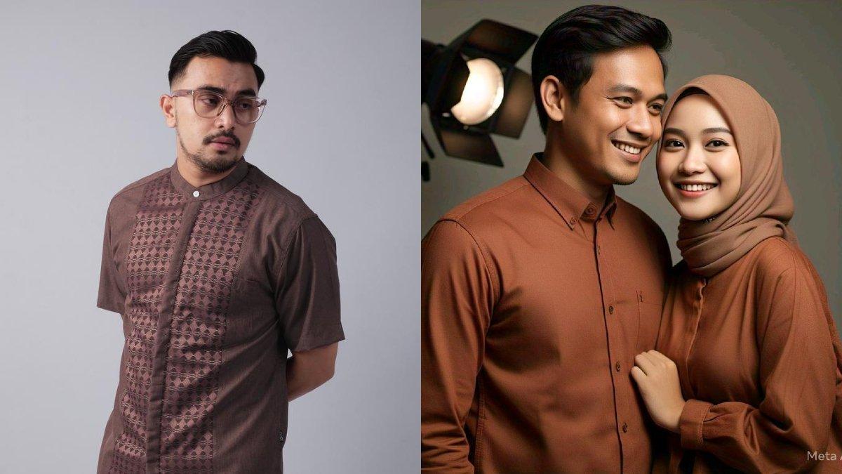 Ilustrasi Baju Lebaran dengan Warna Coklat Mahogany yang Bikin Tampilan Hangat dan Natural.