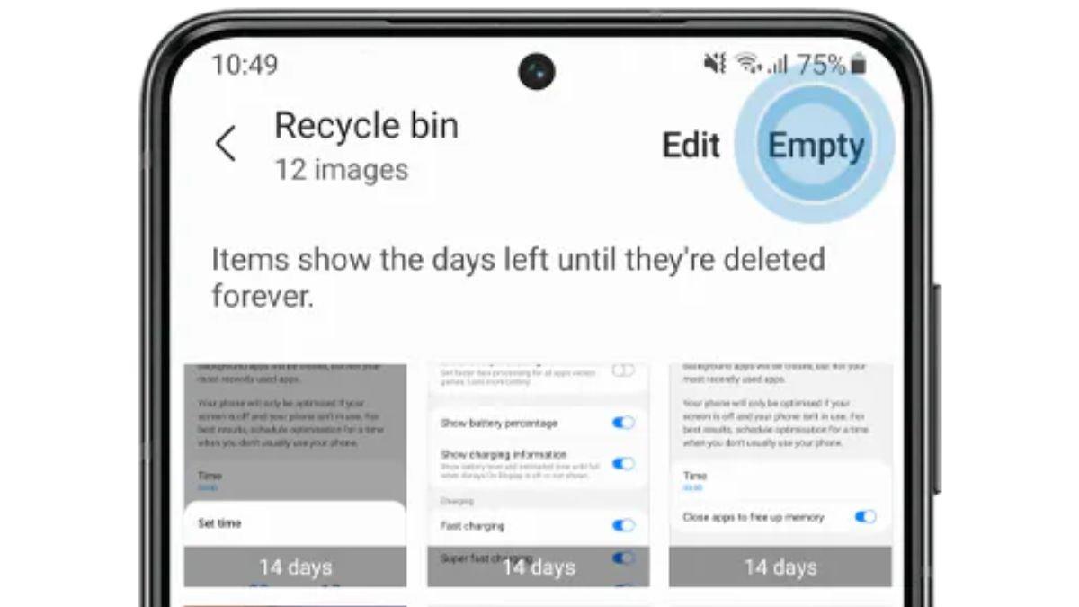 Ilustrasi mengosongkan folder Tempat Sampah di HP SAMSUNG
