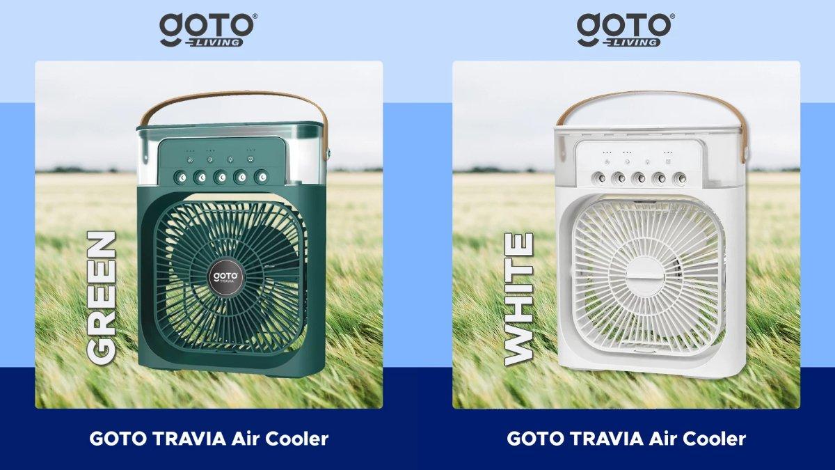 Ilustrasi GOTO Travia Air Cooler Fan dengan 5 pilihan uap.