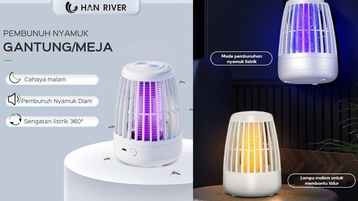 Ilustrasi HAN RIVER Mosquito Killer dengan berbagai keunggulan.