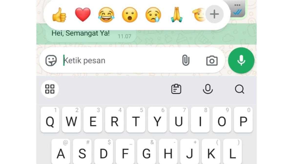 Ilustrasi kolom reaksi cepat di WhatsApp