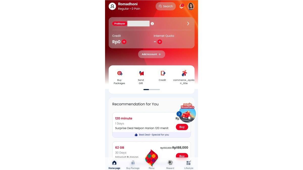 Ilustrasi aplikasi MyTelkomsel untuk mengecek nomor yang dipakai
