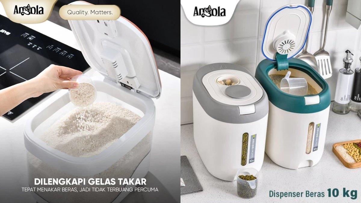 Ilustrasi berbagai produk dispenser beras dari ANGOLA.