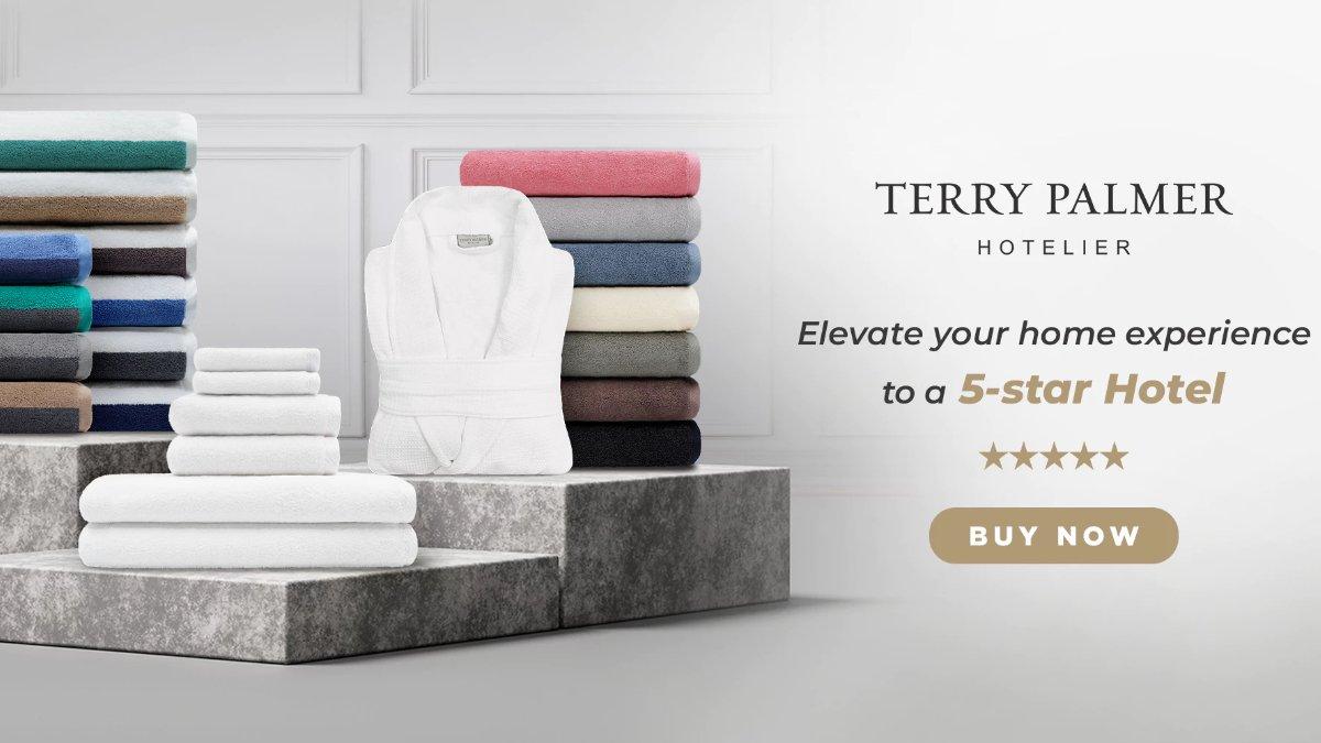 Ilustrasi berbagai produk handuk dari Terry Palmer, kualitas hotel bintang 5.