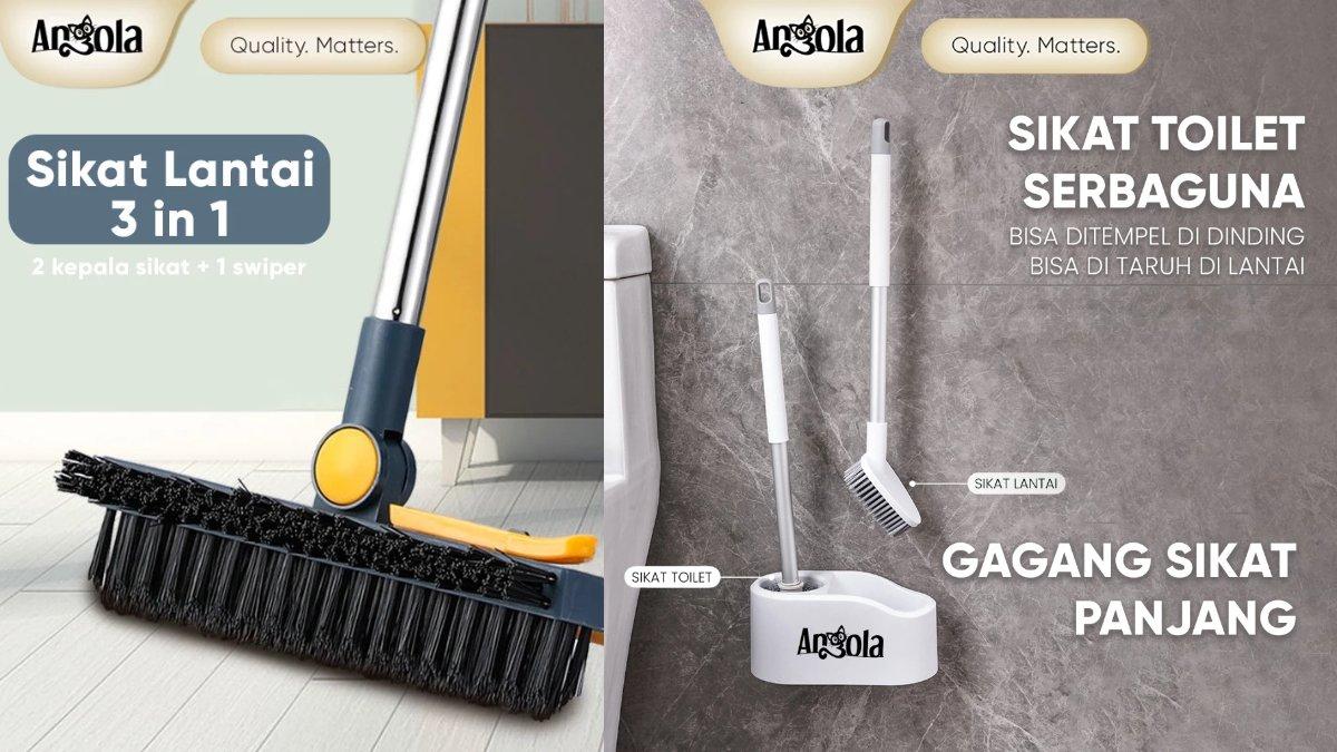 Ilustrasi berbagai produk sikat kamar mandi dan kloset dari Angola.