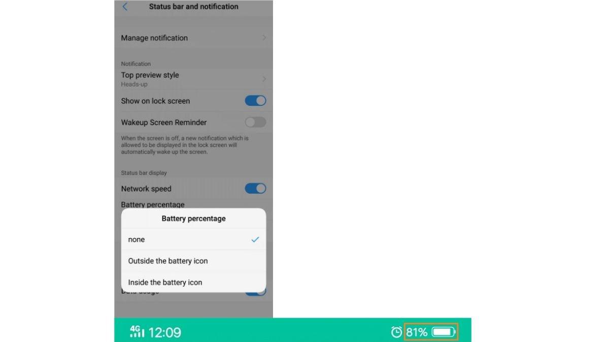Ilustrasi cara menampilkan persentase baterai di HP vivo
