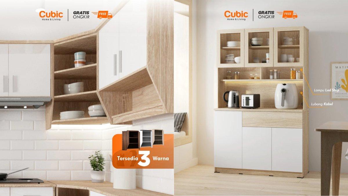 Ilustrasi kitchen set dan lemari dapur estetik dari Cubic.