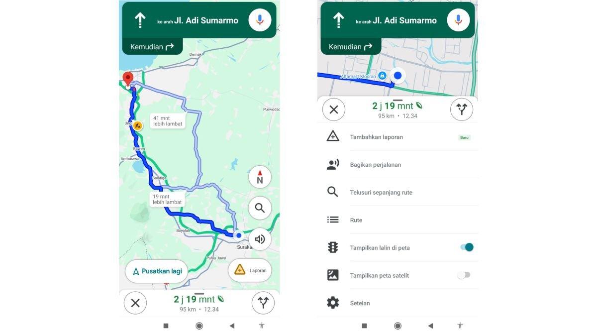 Ilustrasi membagikan perjalan di Google Maps