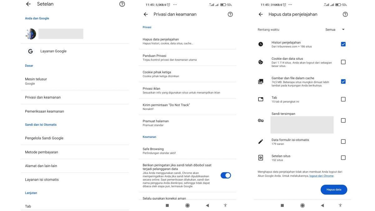 Ilustrasi membersihkan cache Google Chrome di HP Android