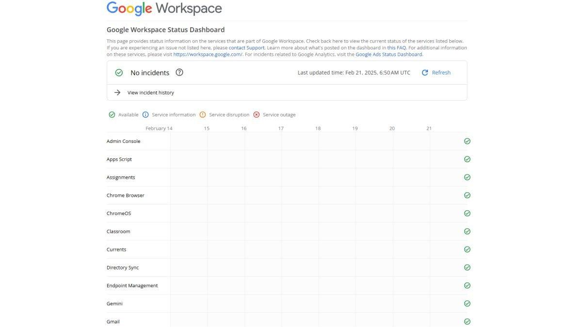 Ilustrasi mengecek layanan server Google, termasuk layanan Gmail
