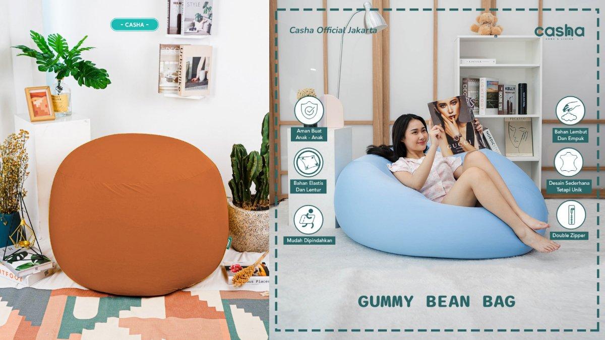 Ilustrasi penggunaan CASHA Bean Bag Gummy - Size Xtra Large.