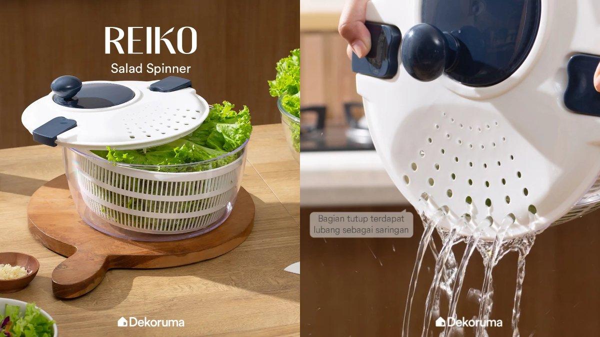 Ilustrasi penggunaan Dekoruma REIKO Salad Spinner.