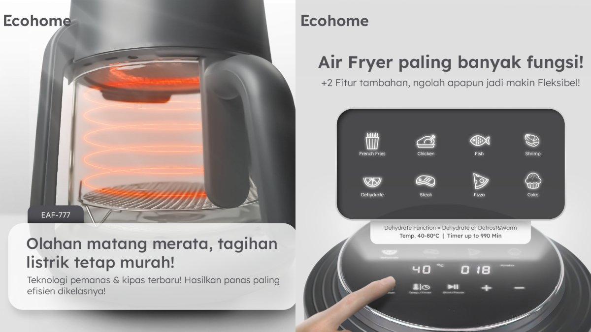 Ilustrasi penggunaan ECOHOME Air Fryer & Dehydrator 8 in 1 EAF-777.