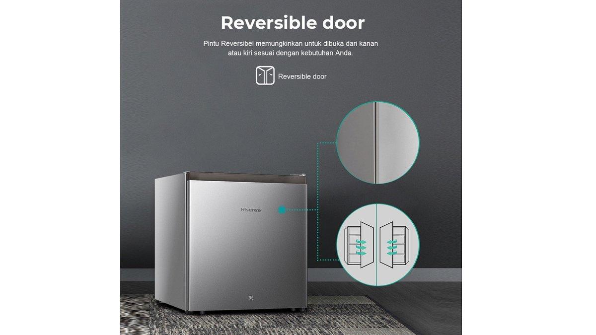Ilustrasi penggunaan Hisense Kulkas Mini Bar RR58D4IGN.