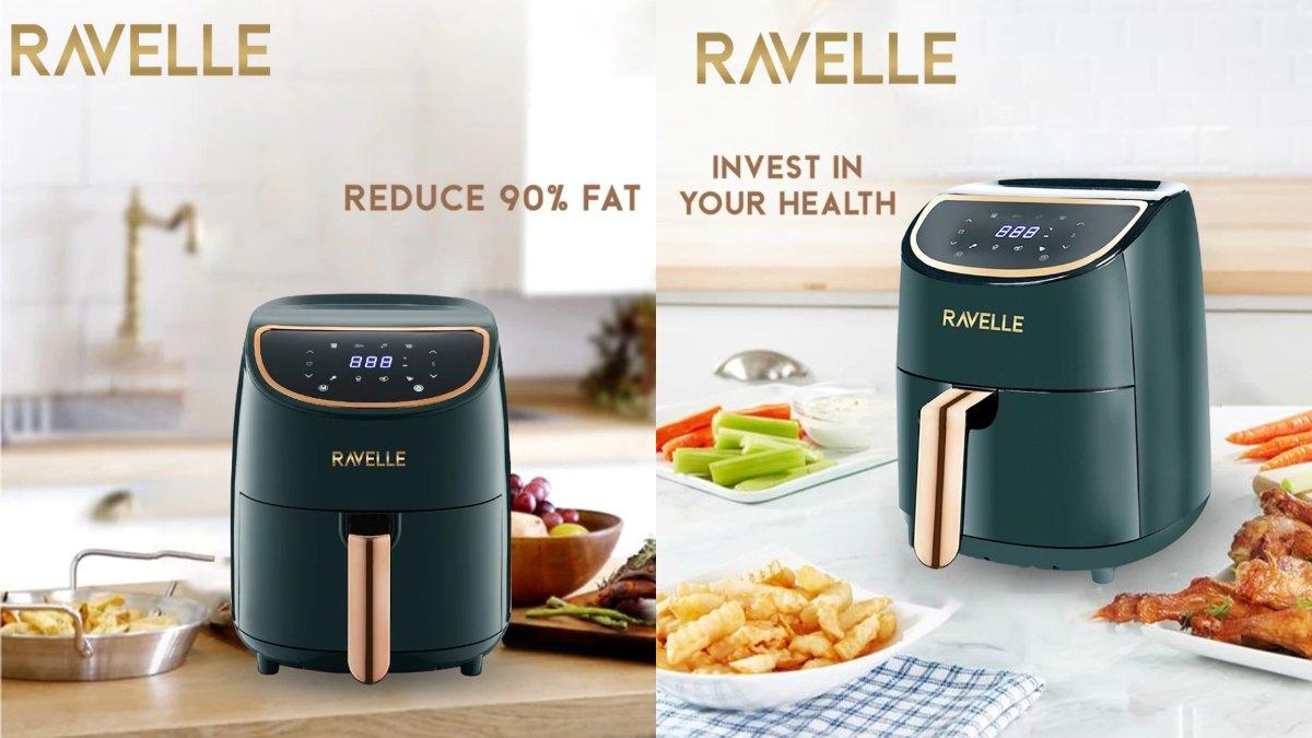 Ilustrasi penggunaan RAVELLE Digital Air Fryer 3.5L.