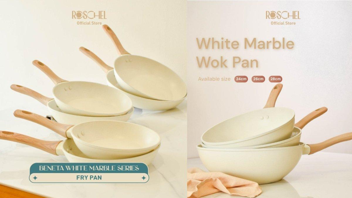 Roschel Beneta White Marble Coating Non-Stick Frypan