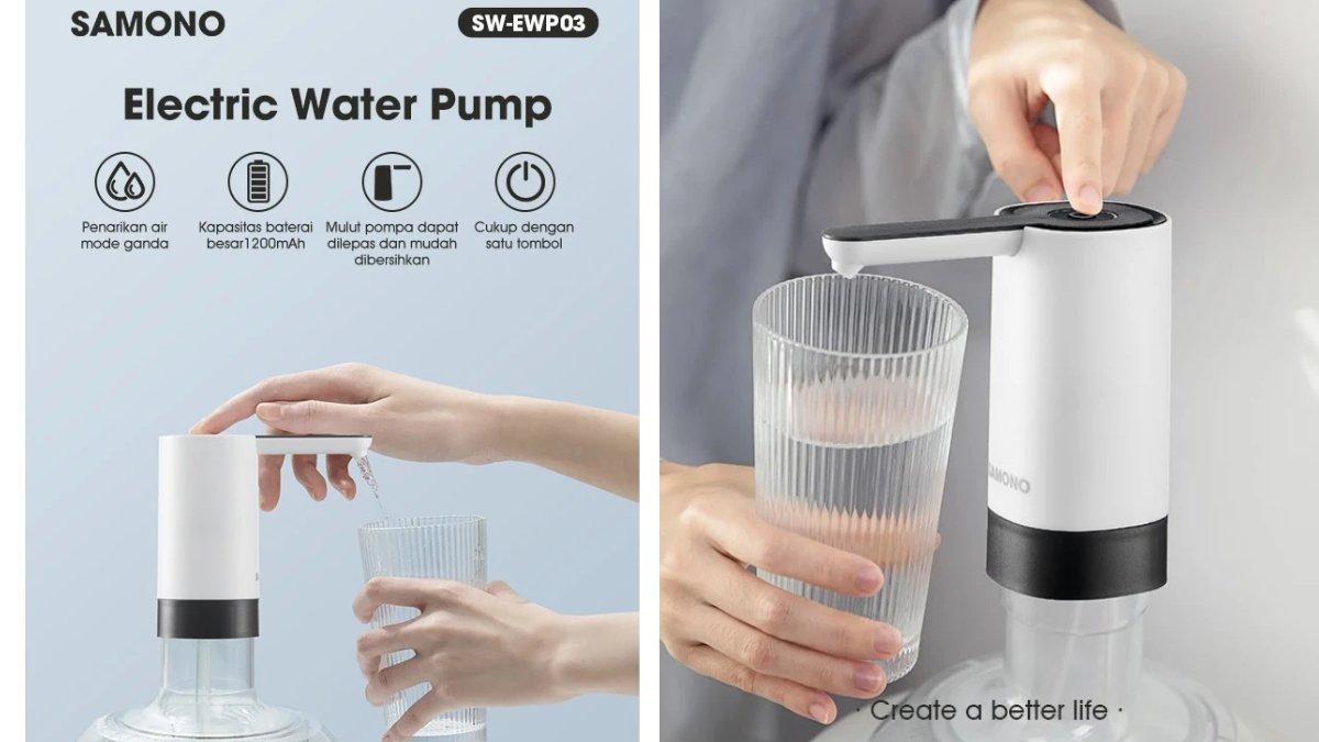 Ilustrasi penggunaan SAMONO Pompa Galon Nozzle SW-EWP03 yang lebih praktis.