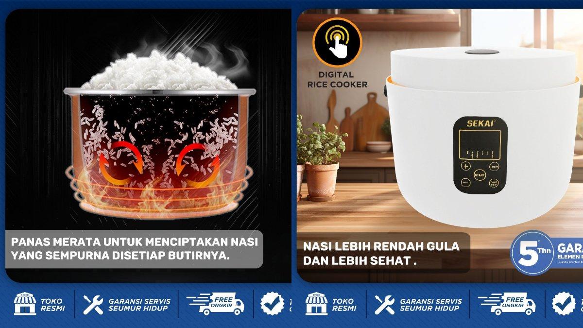 Ilustrasi penggunaan SEKAI Rice Cooker Digital Low Carbo CMW-720